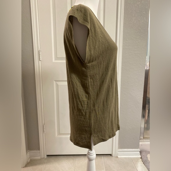 Madewell Linen Blend U Scoop Neck Tee Olive Green  Size  XXS Summer - Picture 2 of 5